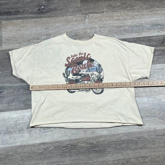 Fifth Sun MOTO Scenic Route Cropped Graphic Tee Shirt Womens Sz XL - Picture 6 of 14